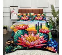 ZZXHG Nórdico Confortable para Parejas | Cactus Verde, Edredón Sustituto de Plumas, Ultra Suave, Lavable a Máquina, con 2 Fundas, Dormitorio Principal_A16822