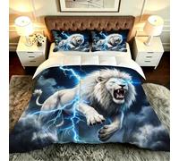 ZZXHG Nórdico de Tamaño Gigante | LeóN 3D, Edredón Mullido y Transpirable, Sustituto Edredón de Plumas, con 2 Fundas de Almohada, para Cama de 180 cm_A20220
