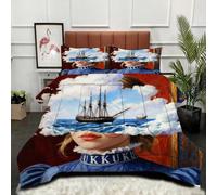 ZZXHG Nórdico Extra Grande Chica Vela Azul, Edredón Todo el Año, Muy Cálido y Ligero, Incluye 2 Fundas de Almohada, para Habitaciones Amplias, 220x240_A12071