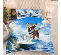 ZZXHG Nórdico Extra Grande Perro Surfeando, Edredón Todo el Año, Muy Cálido y Ligero, Incluye 2 Fundas de Almohada, para Habitaciones Amplias, 220x240