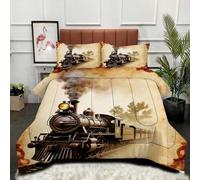 ZZXHG Nórdico Extra Grande Tren marrón Adulto, Edredón Todo el Año, Muy Cálido y Ligero, Incluye 2 Fundas de Almohada, para Habitaciones Amplias, 220x240_A4283