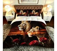 ZZXHG Nórdico Ligero | LeóN En 3D, Edredón Alternativo al Plumón, Reversible y Confortable, con 2 Fundas de Almohada, para Dormitorio Juvenil, 135x200 cm_A20192