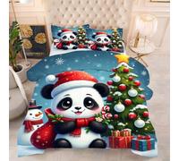 ZZXHG Nórdico Ligero | Panda de Dibujos Animados, Edredón Alternativo al Plumón, Reversible y Confortable, con 2 Fundas de Almohada, para Dormitorio Juvenil, 135x200 cm