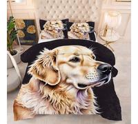 ZZXHG Nórdico Ligero | Perro Amarillo, Edredón Alternativo al Plumón, Reversible y Confortable, con 2 Fundas de Almohada, para Dormitorio Juvenil, 135x200 cm