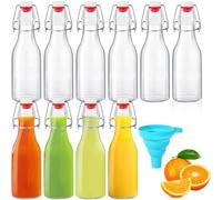 ZZXLOPEZ 10 Botellas Cristal 250ml con Tapón Hermético, Botella de Cristal Transparente Hermética con Embudo, Botella Vidrio, Botella Cristal Reutilizable para Bebidas, Cerveza, Aceite, Zumo, Agua