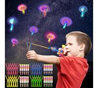 ZZXLOPEZ 20 Piezas LED Helicóptero Vuelo y Lanzador, Tiradores y Cohetes Luminosos Aire Libre para Niños - Regalo de Cumpleaños