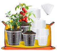 ZZXLOPEZ 30 Piezas Maceta de Plástico con Estera de Jardinería, 9cm 10.5cm 12.5cm Macetas de Plastico con Agujeros de Drenaje, Macetas de Plántulas con 30 Etiquetas,para Jardín Balcón Semillas Flores