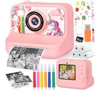 ZZXLOPEZ Camara Fotos Infantil Instantanea, 1080P 2,4" HD Camara Fotos Infantil con 32GB Tarjeta, Papel de Impresión y Bolígrafos de Colores, Camara Fotos Infantil, Regalo para Niños de 3 a 12 Años