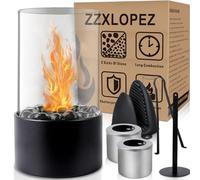 ZZXLOPEZ Chimenea Bioetanol Mesa, Chimenea de Mesa, Hoguera de Bioetanol Portátil con 2 Cámaras de Combustión, Duración de Combustión Infinita, para Interior y Exterior, Jardín, Balcón, Salón