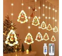 ZZXLOPEZ Cortina Luces Navidad, Cadena de Luces de Estrellas 100 LEDs con 8 Modos Intermitentes, Guirnaldas Luces Decorativas 3M, Cadena de Luces para Árbol de Navidad para Balcón, Ventana,Escaparate