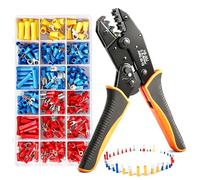 ZZXLOPEZ Crimpadora Terminales Eléctricos, 18 Modelos [0,5-6 mm²], Set Alicates Terminales Electricos, Juego de Alicates Crimpadores con 350 Conectores Crimpados Incluidos, Herramienta de Crimpado