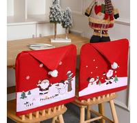 ZZXLOPEZ Fundas Sillas de Navidad, 6 Piezas Protectora de Sillas Comedor Ajustable Universal, Gorro Papa Noel Funda Silla, Decoraciones Navideñas para Cocina, Restaurante, Funda Sillas Comedor