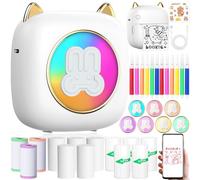 ZZXLOPEZ Mini Impresora para Movil, Impresora Fotográfica, Bluetooth Inalámbrico Impresora Térmica con 14 Rollos de Pape, Mini Impresora para Movil, Impresora Termica para Teléfono Móvil Android iOS