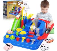 ZZXLOPEZ Pista de Coches Juguetes para Niños 3 Años, Circuito de Coches Juguete-s de Aventura Garaje Coche Juguete, Juguetes de Aventura Circuito, Juguete Educativo para Niños 3-6 Años Regalos