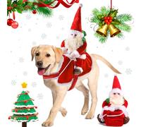 ZZXLOPEZ Trajes para Perros Navidad,Traje de Perro Santa,Disfraz de Navidad para Mascotas,Disfraz Navidad Perro con Papá Montado en Mascota Gato Perro Abrigo Rojo,para Perros Pequeños y Medianos