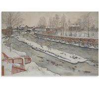 ZZYGGN GMGSW Carl Larsson The Timber Chute, Impresiones de invierno Carl Larsson Póster Escenas de vida Arte de pared Pintura en lienzo Retro para decoración de pared para el hogar 50x75cm Sin marco