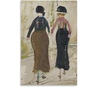 ZZYGGN GMGSW Dos mujeres en la espalda de Maurice Utrillo Póster y Grabados Arte de pared vintage Maurice Utrillo Pintura en lienzo para decoración del hogar 40x55cm Sin marco