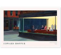 ZZYGGN GMGSW Famosos Edward Hopper Lienzos Impresiones Arte Abstracto Pósters Edward Hopper《Nighthawks, 1942》Pintura para Decoración de Pared del Hogar Cuadro 40x55cm Sin Marco