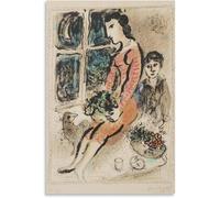 ZZYGGN GMGSW Marc Chagall Arte de pared en lienzo Marc Chagall《Le Rêve Du Peintre》Póster e impresiones Pintura surrealista para decoración de pared en casa 40x65cm Sin marco