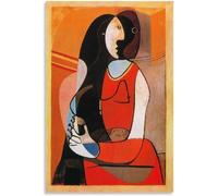 ZZYGGN GMGSW Mujer sentada de Pablo Picasso Arte mural Cuadro de lienzo vintage Póster y grabados de Pablo Picasso para la decoración del hogar 16x20 pulgadas sin marco