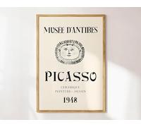 ZZYGGN GMGSW Musée d'Antibes de Pablo Picasso Pintura vintage de lienzo animal Arte abstracto en la pared Cuadro de Pablo Picasso Grabados para decoración del hogar 50x80cm Sin marco