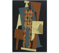 ZZYGGN GMGSW Pablo Picasso《Arlequín 1915》Arte mural de lienzo Póster de Pablo Picasso Impresiones abstractas Pintura vintage para decoración del hogar 40x55cmx1 Sin marco