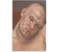 ZZYGGN GMGSW Póster de Lucian Freud《Hombre dormido》Pintura Arte de pared estético Impresiones en lienzo de Lucian Freud Imagen retro para decoración de pared de baño 50x75cm Sin marco