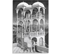 ZZYGGN GMGSW Póster de M. C. Escher Belvedere M. C. Escher Arte de pared Surrealismo Impresiones Pintura abstracta Lienzo para decoración de sala de estar Cuadro 60x80cmx1 Sin marco