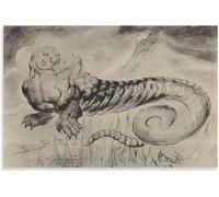 ZZYGGN GMGSW Póster de William Blake《El vuelo de Gerión》Pintura de lienzo Arte mural vintage Grabados de William Blake para la decoración de la oficina en casa 40x65cmx1 sin marco