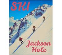 ZZYGGN GMGSW Póster y impresiones de esquí de Jackson Hole Arte mural de deportes de invierno Pintura estética de lienzo Cuadro de esquí Jackson Hole para decoración de oficina 16x20in sin marco