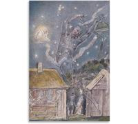 ZZYGGN GMGSW Pósters de William Blake《El Duende》Pintura abstracta de arte mural Grabados de lienzo de William Blake para decoración del hogar 40x50cmx1 sin marco