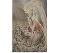 ZZYGGN GMGSW Pósters de William Blake《La puta de Babilonia》Pintura abstracta de arte mural Grabados de lienzo de William Blake para decoración de salón 40x50cm sin marco
