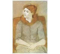 ZZYGGN GMGSW Retrato de Olga por Pablo Picasso Arte mural Cuadro abstracto Pintura vintage de lienzo Póster y grabados para decoración del hogar 16x20in Sin marco