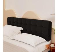 ZZYK Cabecera Acolchada En Cuña Grande con Cojín Trasero Y Bolsillo Lateral | Cama Litera Tipo Diván Con Respaldar,Cojín Lumbar Para La Cama,Reforzado De Forro Polar Lavado,Negro,Paste 71"/Cal King