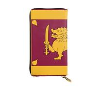 ZZYYDS Cartera larga de cuero con bandera de Sri Lanka, 12 ranuras para tarjetas de crédito, 3 ranuras para efectivo, compartimento para monedas, unisex