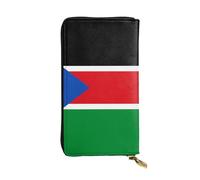 ZZYYDS Cartera larga de cuero con la bandera de Sudán del Sur, 12 ranuras para tarjetas de crédito, 3 ranuras para efectivo, compartimento para monedas, unisex