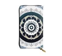 ZZYYDS Cartera larga redonda de cuero tótem blanco y negro, 12 ranuras para tarjetas de crédito, 3 ranuras para efectivo, compartimento para monedas, unisex
