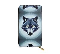 ZZYYDS Fierce Wolf Head - Cartera larga de piel, 12 ranuras para tarjetas de crédito, 3 ranuras para efectivo, compartimento para monedas, unisex