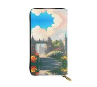 ZZYYDS Outside the Castle Gate - Cartera larga de piel, 12 ranuras para tarjetas de crédito, 3 ranuras para efectivo, compartimento para monedas, unisex