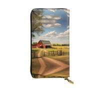 ZZYYDS Ranch View - Cartera larga de cuero, 12 ranuras para tarjetas de crédito, 3 ranuras para efectivo, compartimento para monedas, unisex