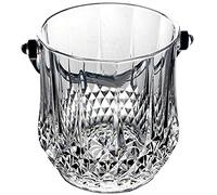 ZzzaNa Cubitera de Cristal con asa, cubetas de Hielo talladas sin Plomo de 1 l, cubeta de champán Transparente, Mantiene el Hielo congelado Durante más Tiempo Cubo