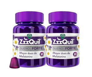 ZzzQuil Natura Forte Complemento Alimenticio para Dormir, Mayor Dosis de Melatonina*, en Gummies con Extractos de Valeriana, Camomila y Lavanda, 60 Gummies (2 x 30)