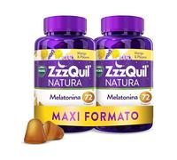 ZzzQuil Natura Gummies de Melatonina 1mg con Valeriana, Complemento Alimenticio para dormir sabor Mango y Plátano, 2x72 Gummies