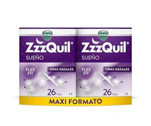 ZzzQuil Sueño Tiras Nasales, Respira y duerme mejor*, Abre las vías nasales para un alivio instantáneo, Reduce la congestión y los ronquidos, Mejora la respiración y el sueño, 52 tiras (2x26)