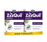 ZzzQuil Toda la Noche con Melatonina, Valeriana, Melisa y Vitamina B6, Ayuda a dormir rápidamente* y mantener el sueño**, con liberación prolongada de melatonina durante 8 horas, 56 comprimidos (2x28)