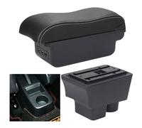 ZZZZS Coche Caja Reposabrazos para Sko-da Fabia II 2 2007-2014, Reposabrazos Consola Central Interior Apoya Brazos Almacenamiento Organizador Accesorios,B/White-Line-with USB